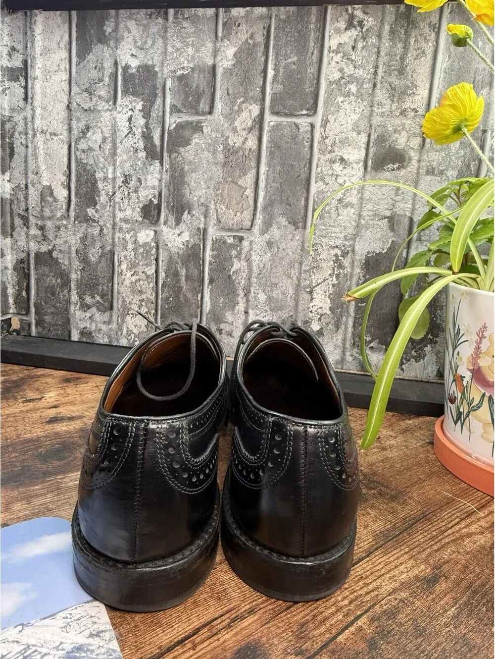 Vintage Allen Edmonds Bench Welt Black Cap Toe Medallion Oxford Dress Shoes Men